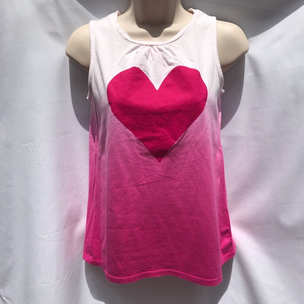 Lands’ End White & Pink Ombré Tank Top w/Heart